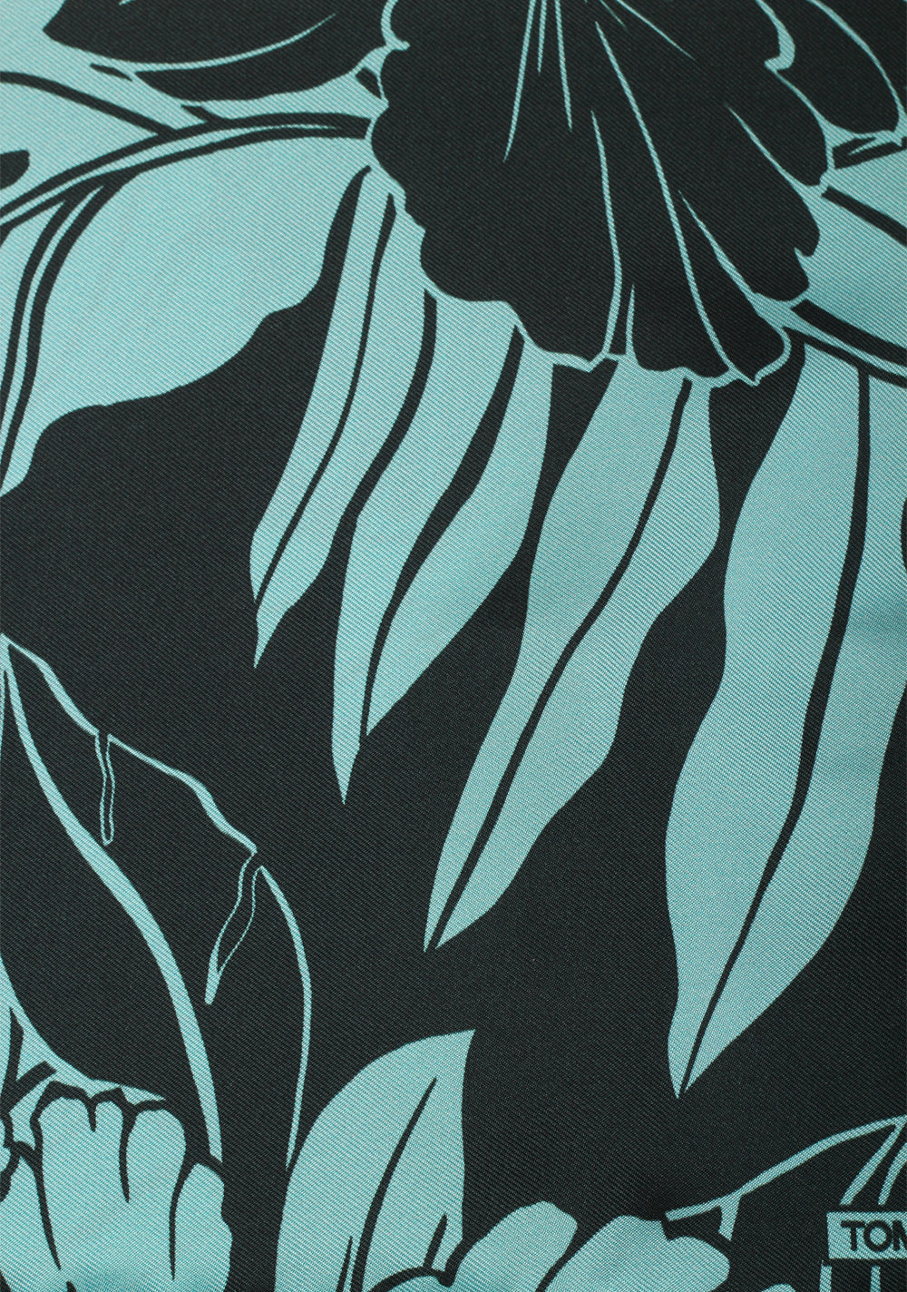 Tom Ford Teal Silk Pocket Square Floral Pattern 16" x 16"
