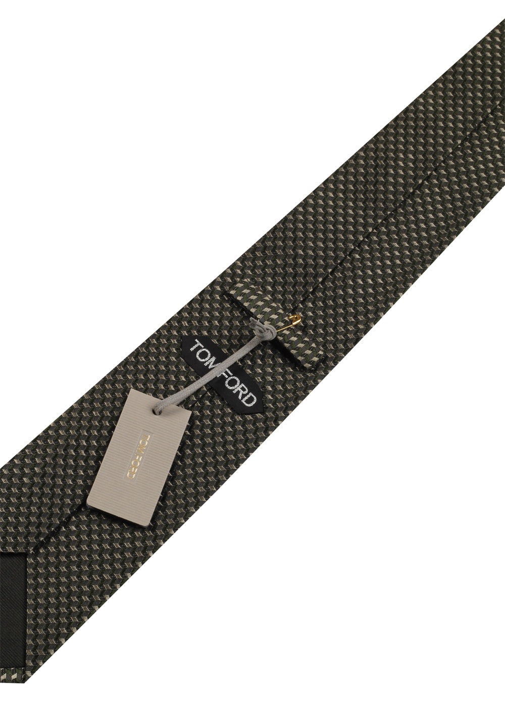 TOM FORD Patterned Green Beige Black Tie In Silk