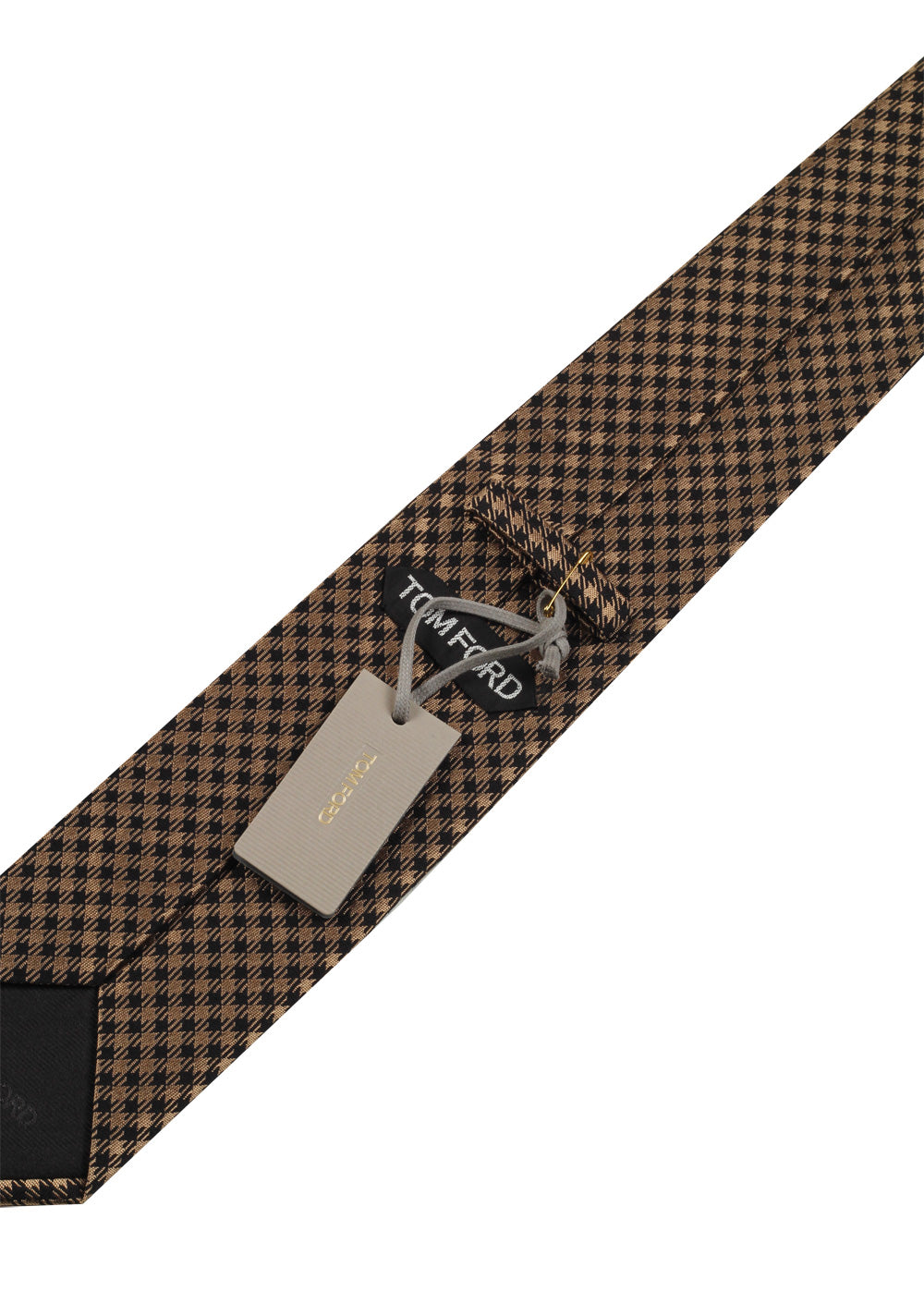 TOM FORD Checked Black Brown Tie In Silk Blend