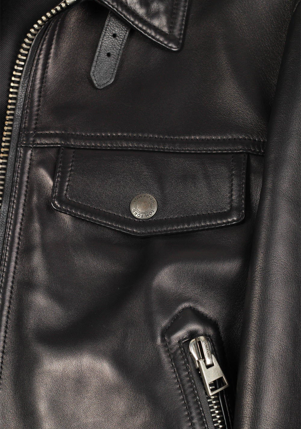 TOM FORD Leather Biker Jacket Coat Size 48 / 38R U.S. Outerwear