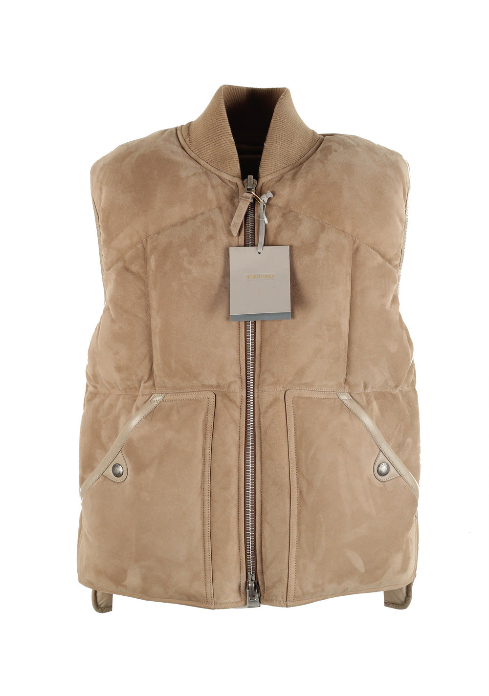 TOM FORD Beige Lamb Suede Gilet Vest Size 48 / 38R U.S.