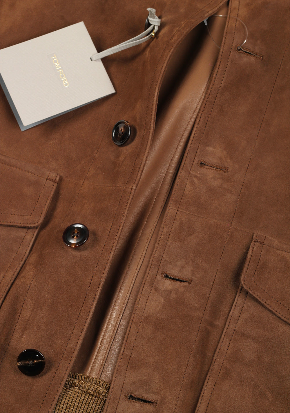 TOM FORD Brown Leather Suede Bomber Jacket Coat Size 48 / 38R U.S.
