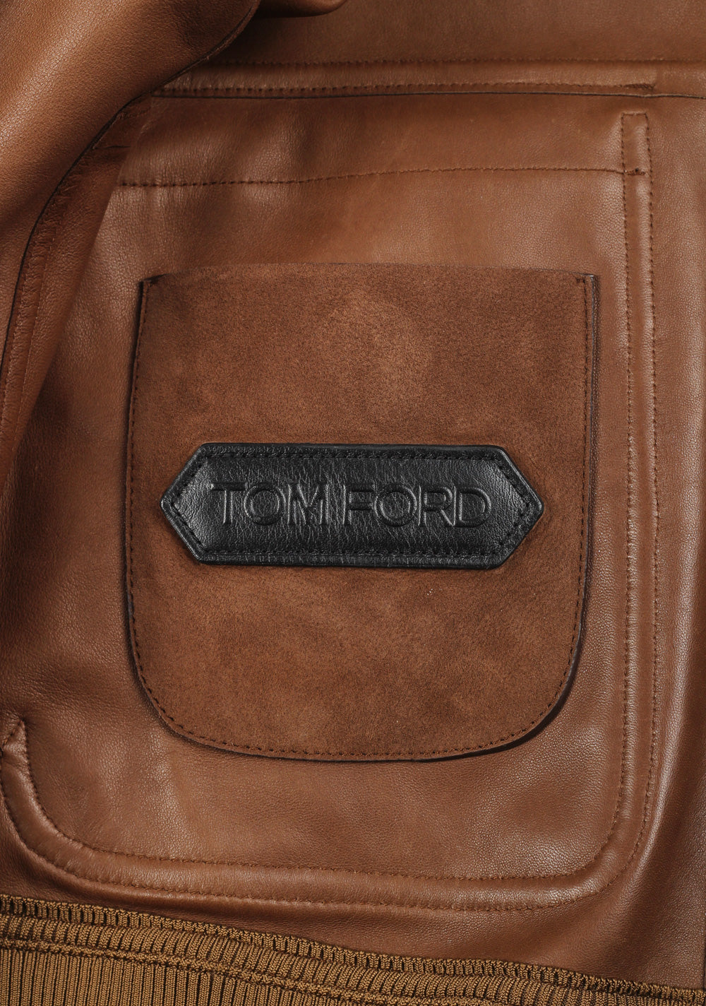 TOM FORD Brown Leather Suede Bomber Jacket Coat Size 48 / 38R U.S.