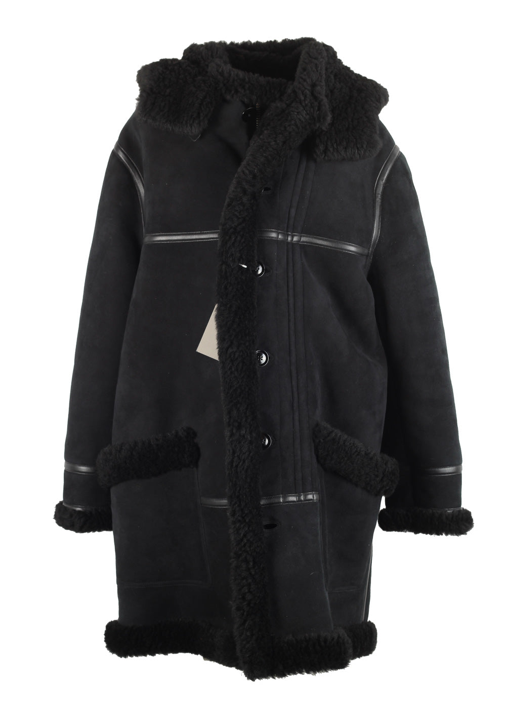 TOM FORD Black Suede Leather Shearling Bomber Jacket Coat Size 58 / 48R U.S. Outerwear