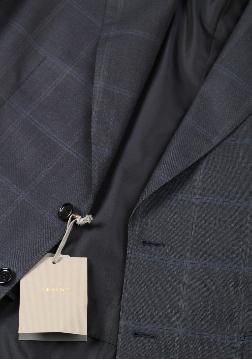 TOM FORD Shelton Checked Gray Blue Suit Size 54 / 44R U.S. In Wool