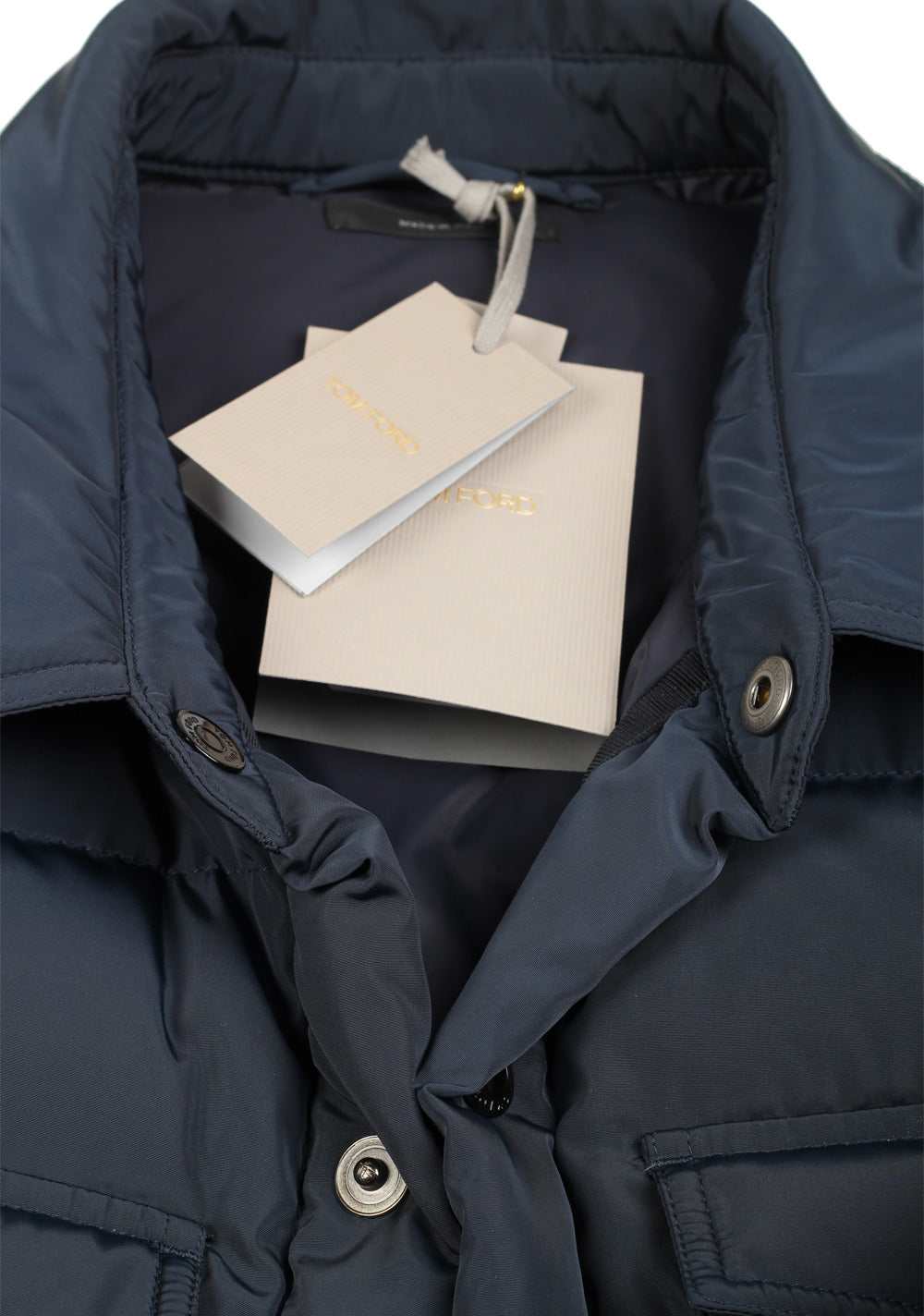 TOM FORD Blue Quilted Down Jacket Coat Size 54 / 44R U.S.