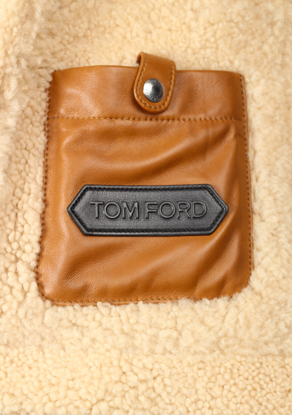 TOM FORD Sand Leather Nubuck Shearling Jacket Coat Size 48 / 38R U.S. Outerwear