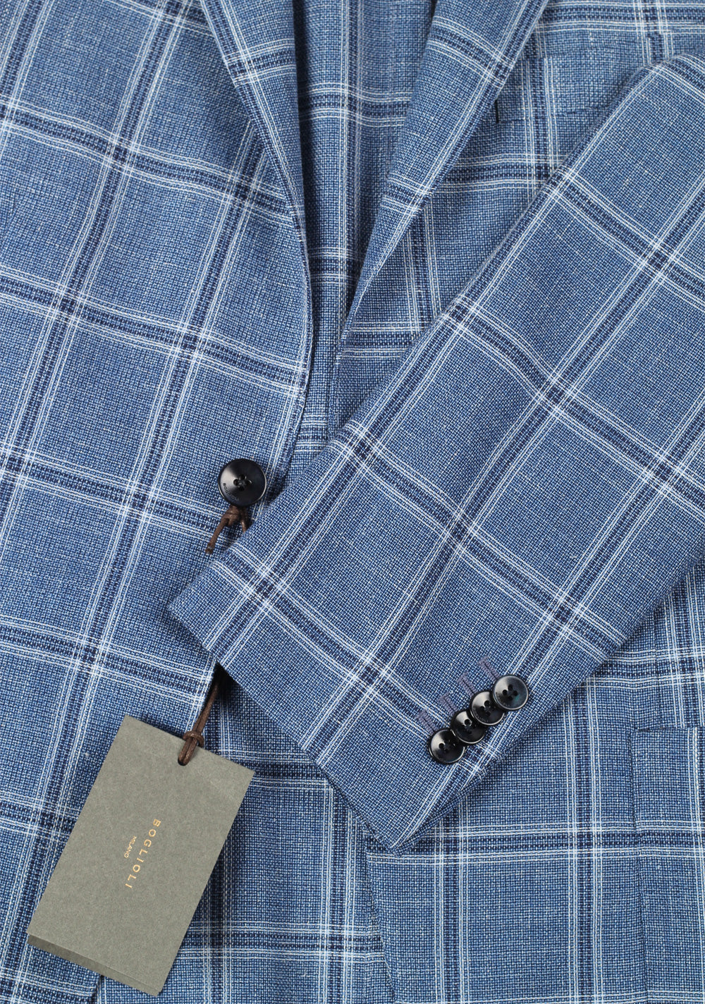 Boglioli K Jacket Checked Blue Sport Coat Size 48 / 38R U.S.