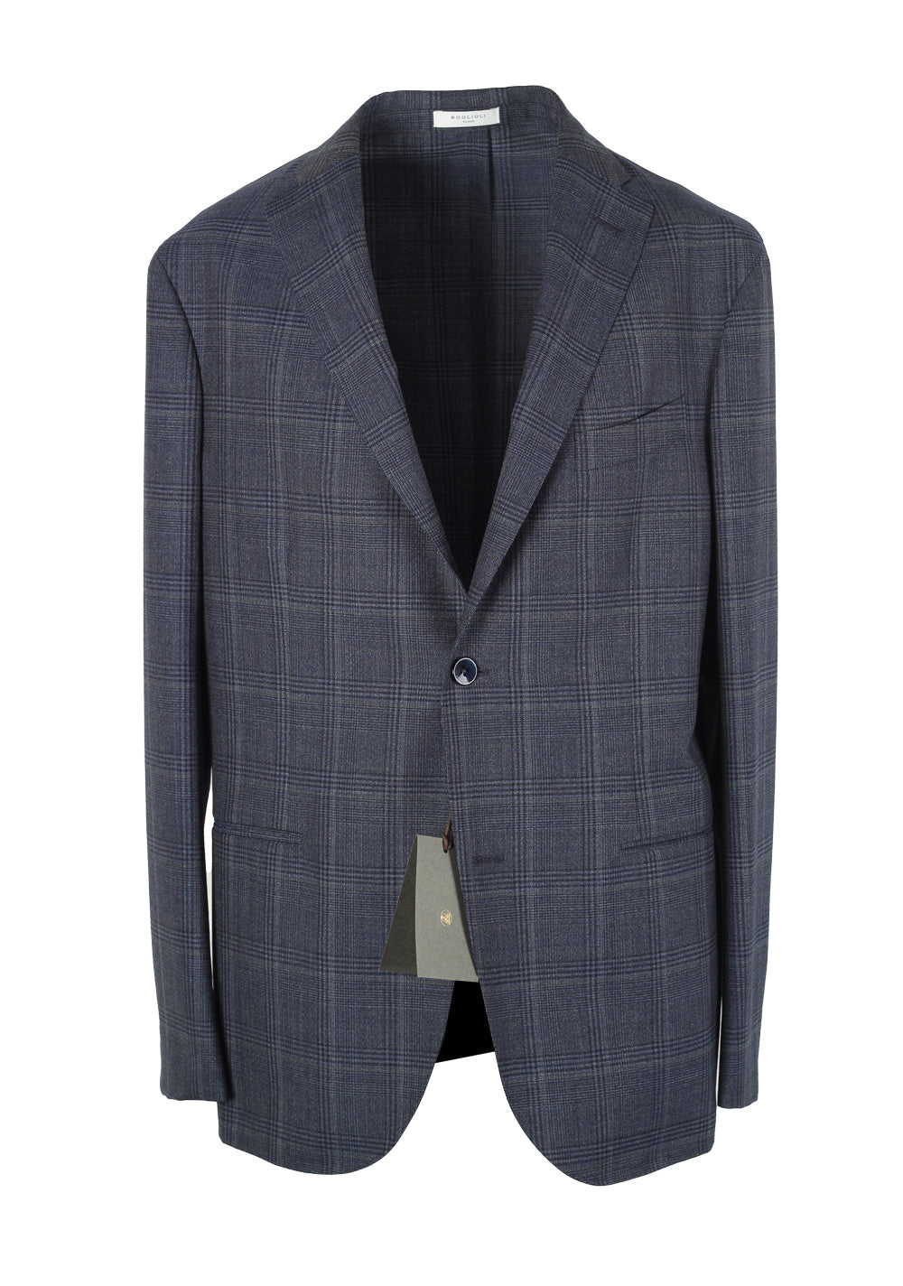 Boglioli K Jacket Blue Checked Suit Size 52 / 42R U.S.