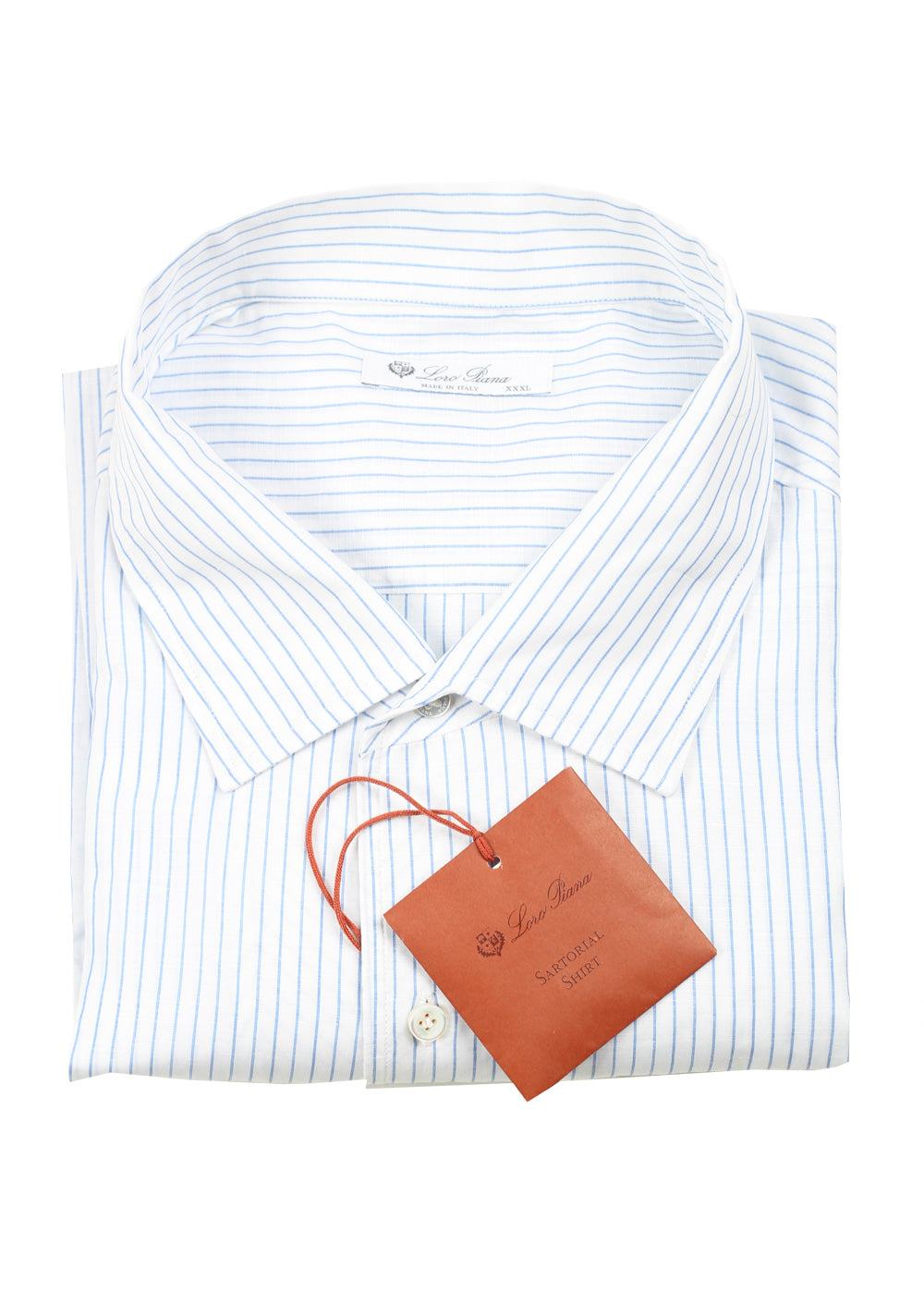 Loro Piana Striped Blue White Linen Cotton Shirt Size XXXL / 44 IT / 17,5 U.S.