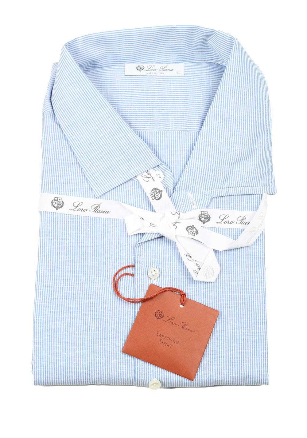 Loro Piana Striped Blue Linen Cotton Shirt