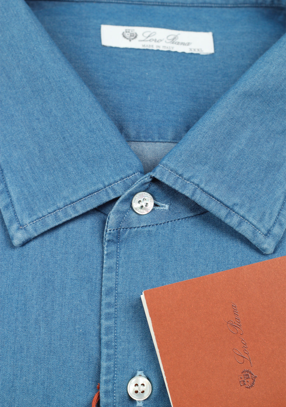 Loro Piana Solid Blue Cotton Shirt Size XXXL / 44 IT / 17,5 U.S.