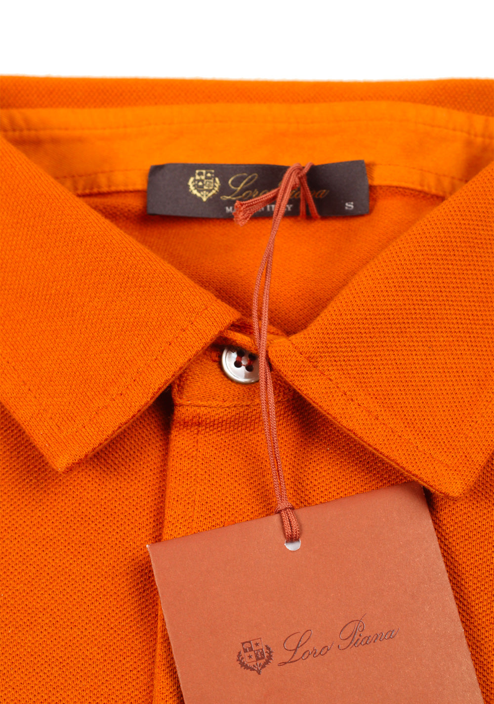 Loro Piana Orange Short Sleeve Cotton Polo