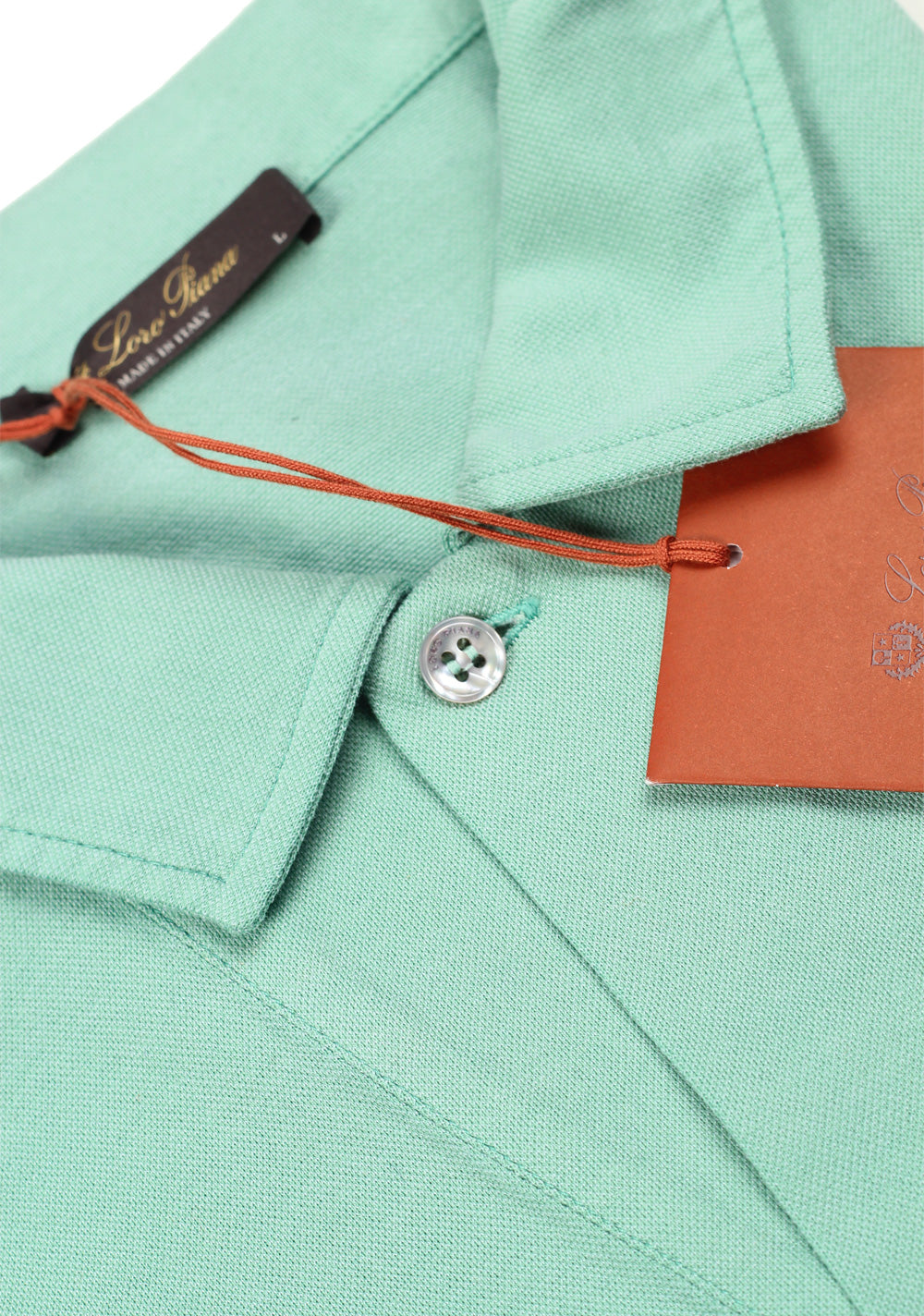 Loro Piana Solid Turquoise Cotton Silk Polo Size Large / 41 IT / 16 U.S.