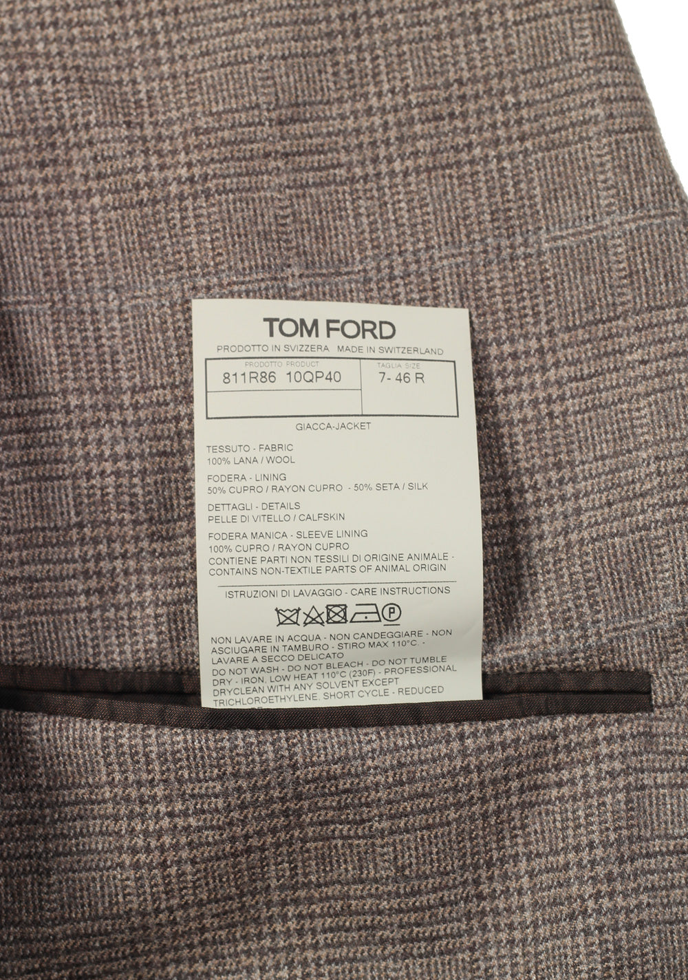 TOM FORD Atticus Brown Checked Sport Coat Size 46 / 36R U.S.