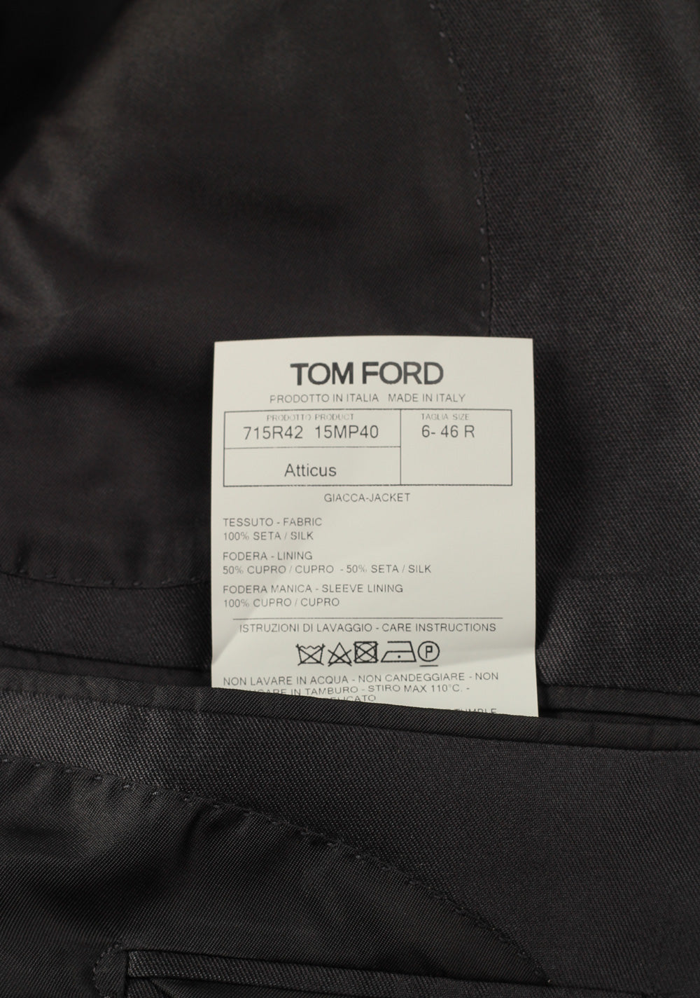 TOM FORD Shelton Black Silk Sport Coat Size 46 / 36R U.S.