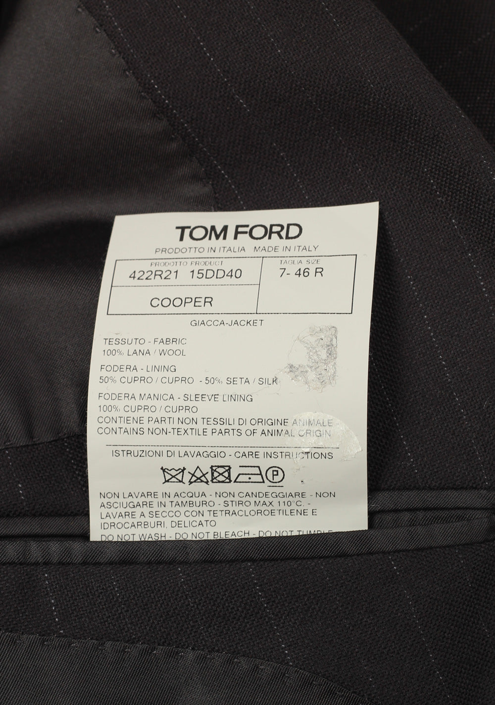 TOM FORD Cooper Black Double Breasted Sport Coat Size 46 / 36R U.S.