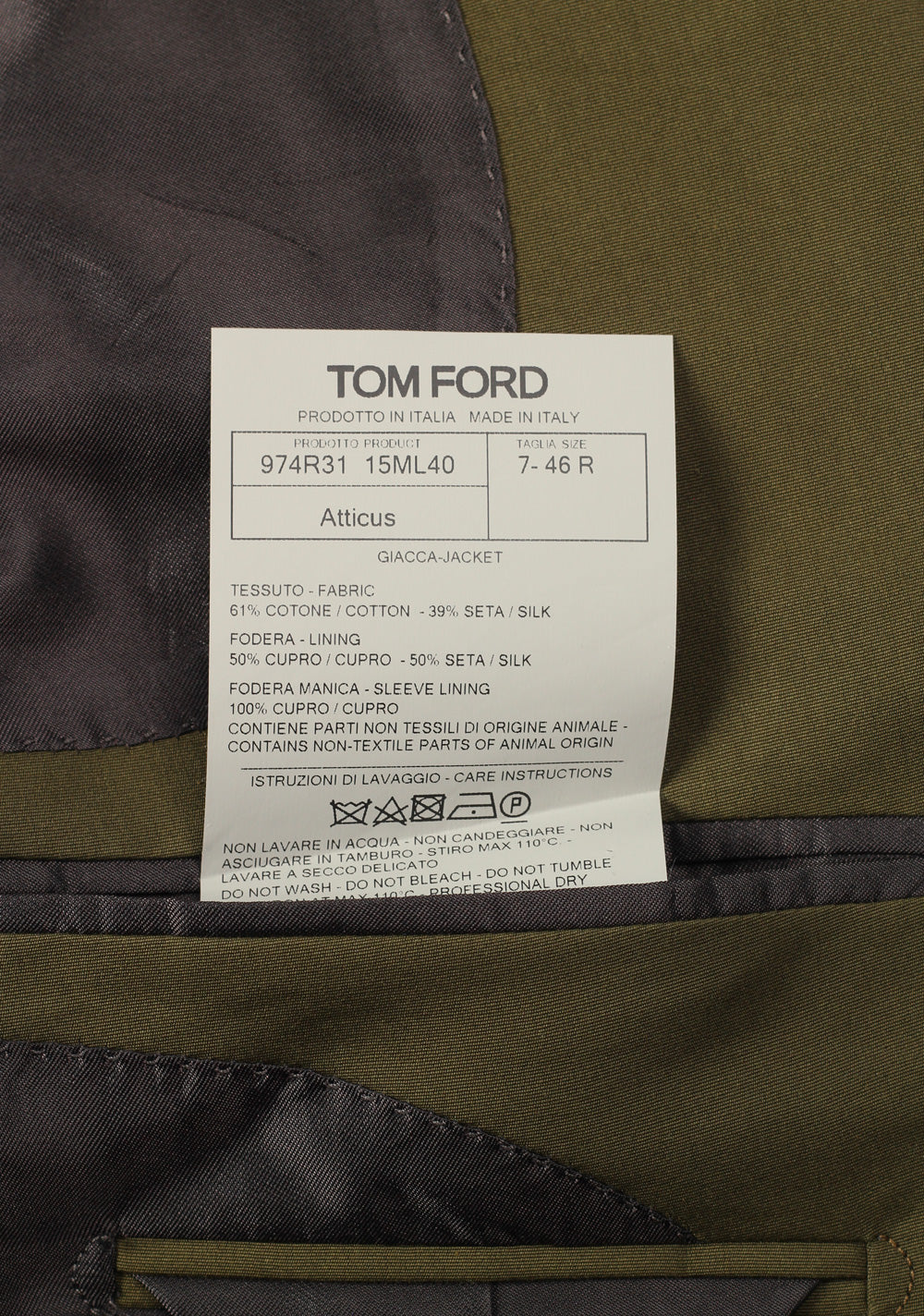 TOM FORD Atticus Green Suit Size 46 / 36R U.S.
