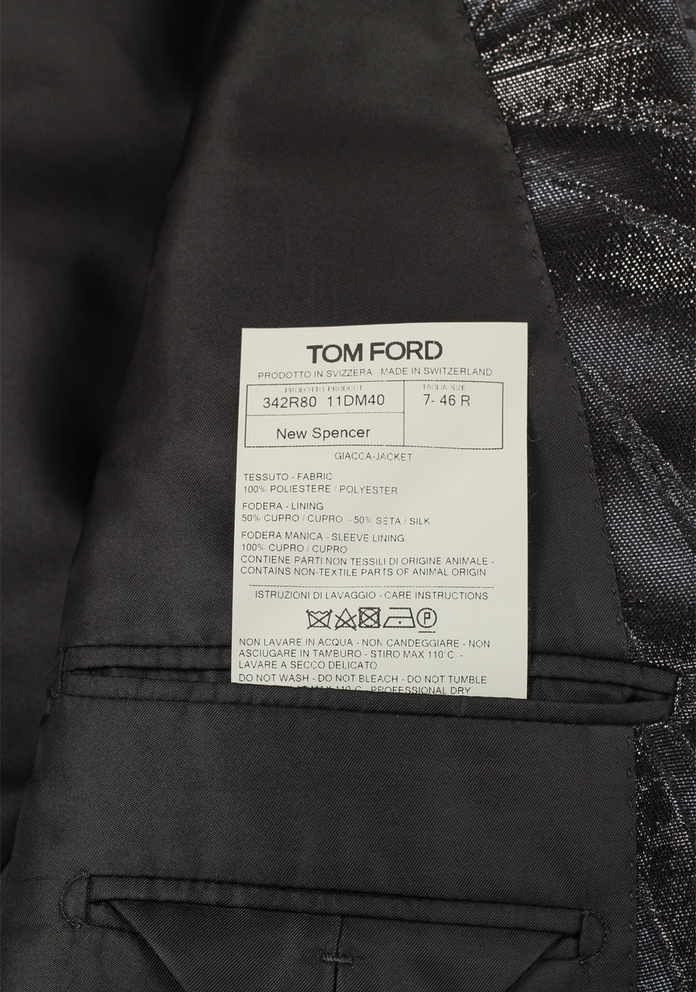 TOM FORD New Spencer Black Floral Tuxedo Suit Size 46 / 36R U.S.