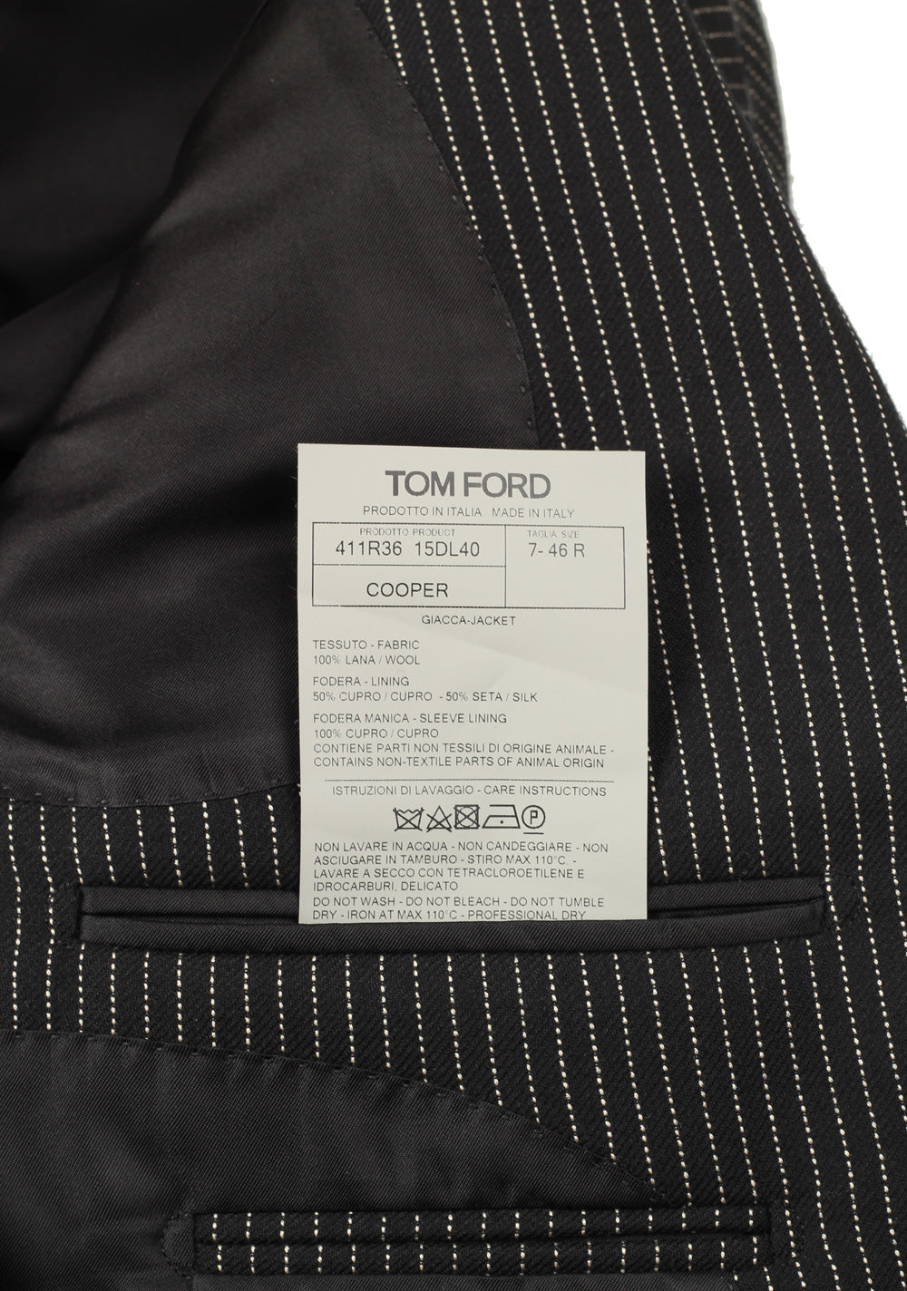TOM FORD Cooper Striped Black Sport Coat Size 46 / 36R U.S.