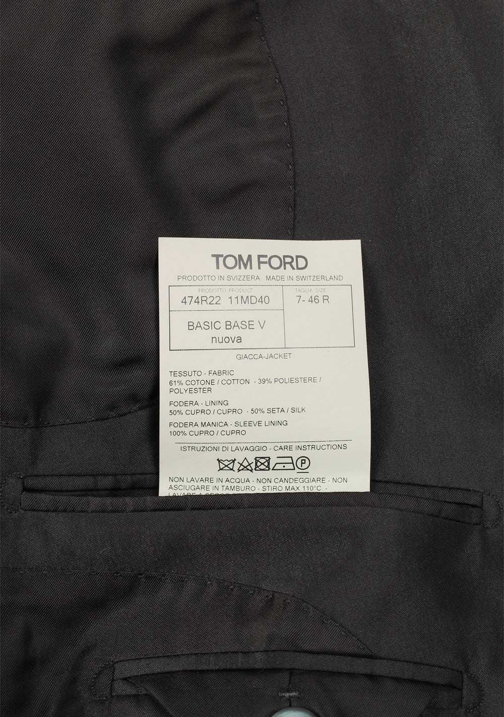 TOM FORD Buckley Black Tuxedo Smoking Suit Size 46 / 36R U.S.