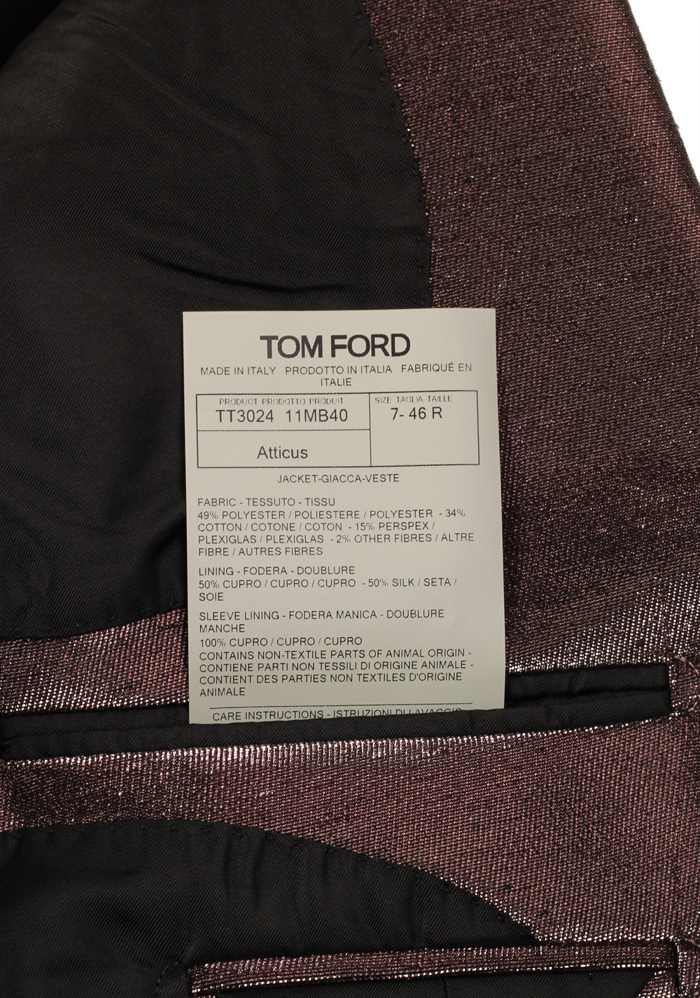 TOM FORD Atticus Cherry Sport Coat Size 46 / 36R U.S.