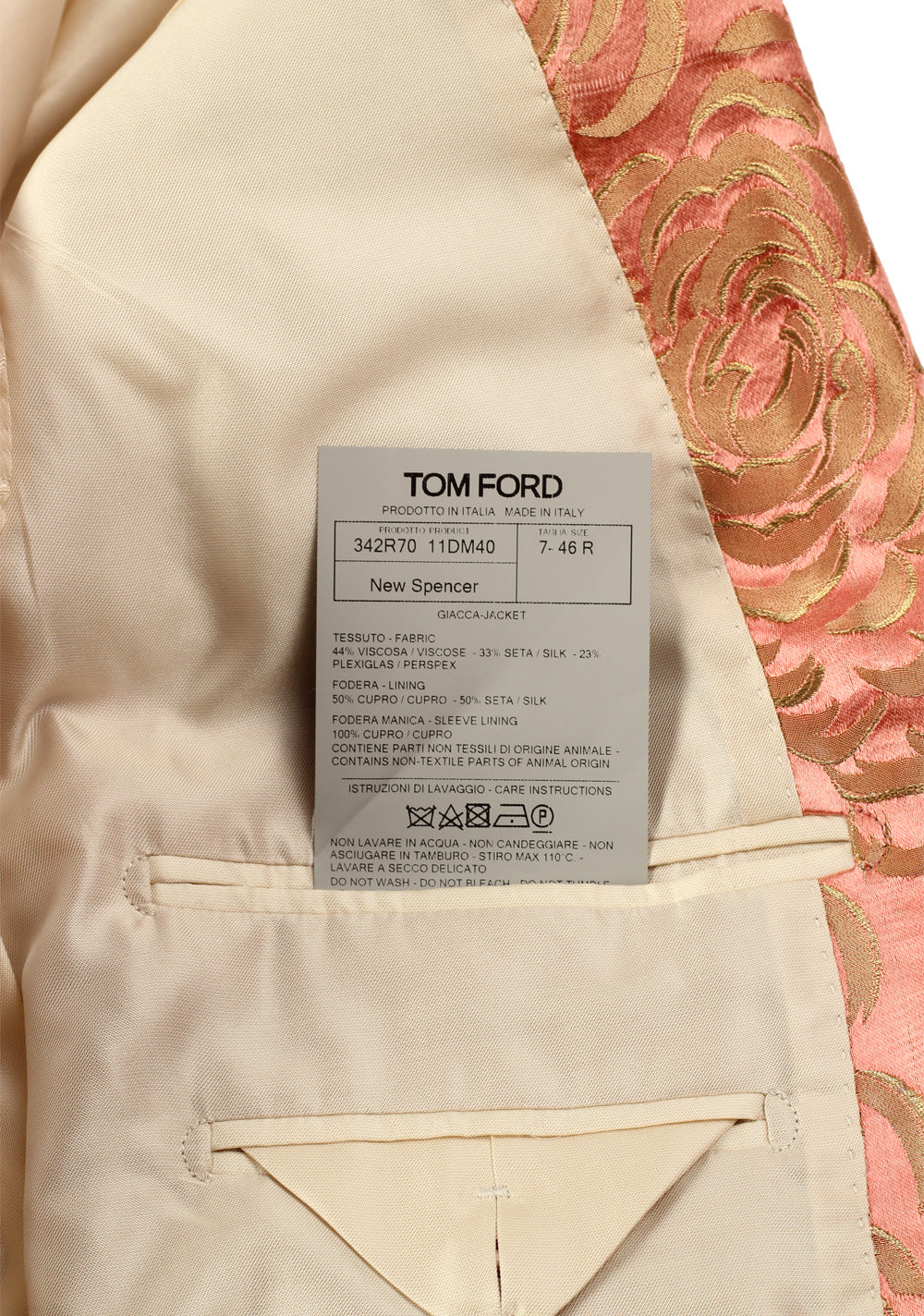 TOM FORD New Spencer Salmon Floral Sport Coat Size 46 / 36R U.S.