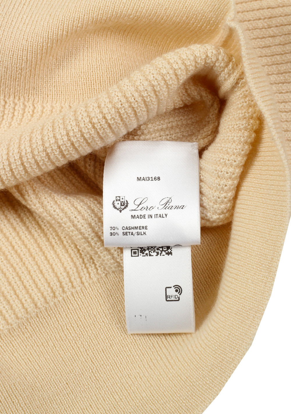 Loro Piana Off White Half Funnel Neck Cashmere Silk Sweater
