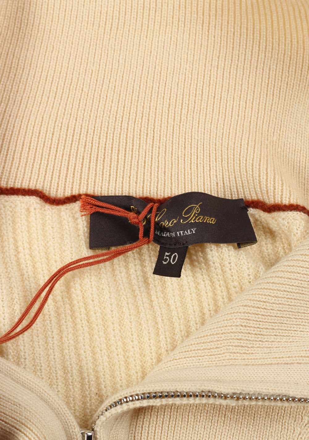Loro Piana Off White Half Funnel Neck Cashmere Silk Sweater