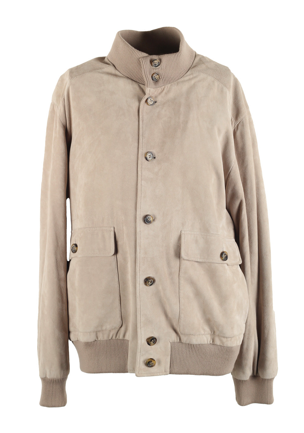 Loro Piana Beige Suede Bomber Jacket Coat Size XXL / 56 / 46R U.S.