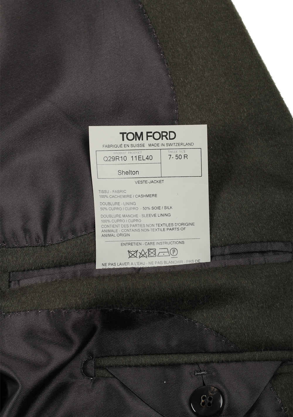 TOM FORD Shelton Green Cashmere Sport Coat Size 50 / 40R U.S.