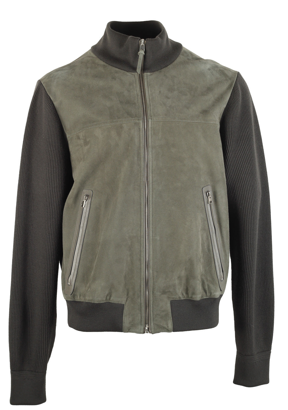 TOM FORD Green Suede Front Knit Size 56 / 46R U.S. In Wool