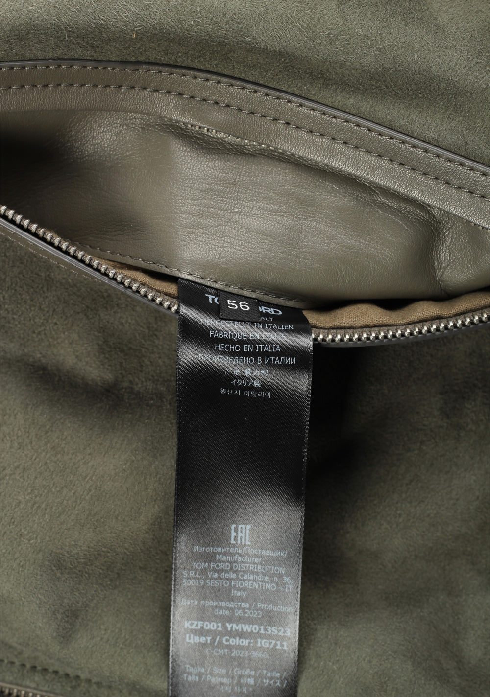 TOM FORD Green Suede Front Knit Size 56 / 46R U.S. In Wool
