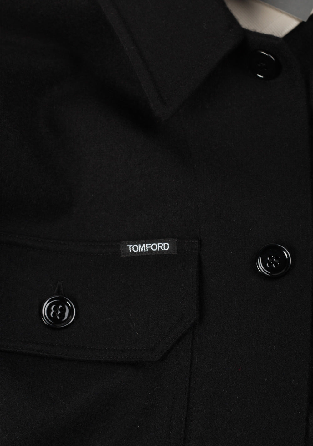 TOM FORD Logo-Appliquéd Black Cashmere Overshirt Size 52 IT / 42R U.S.