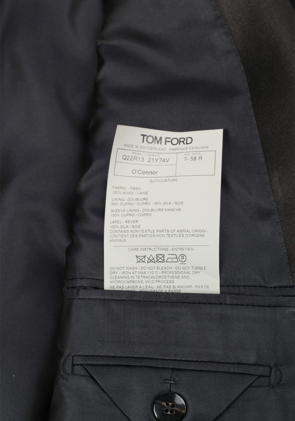 TOM FORD O'Connor Black Tuxedo Suit Size 58 / 48R U.S. Fit Y
