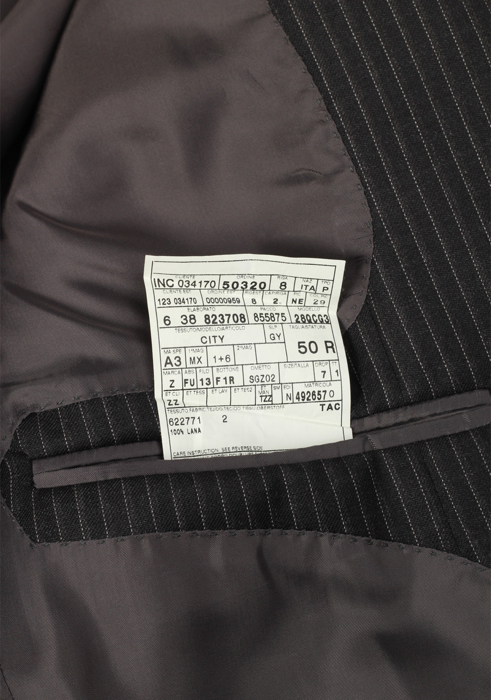 Z Zegna Gray Striped City Wool Suit Size 50 / 40R U.S.