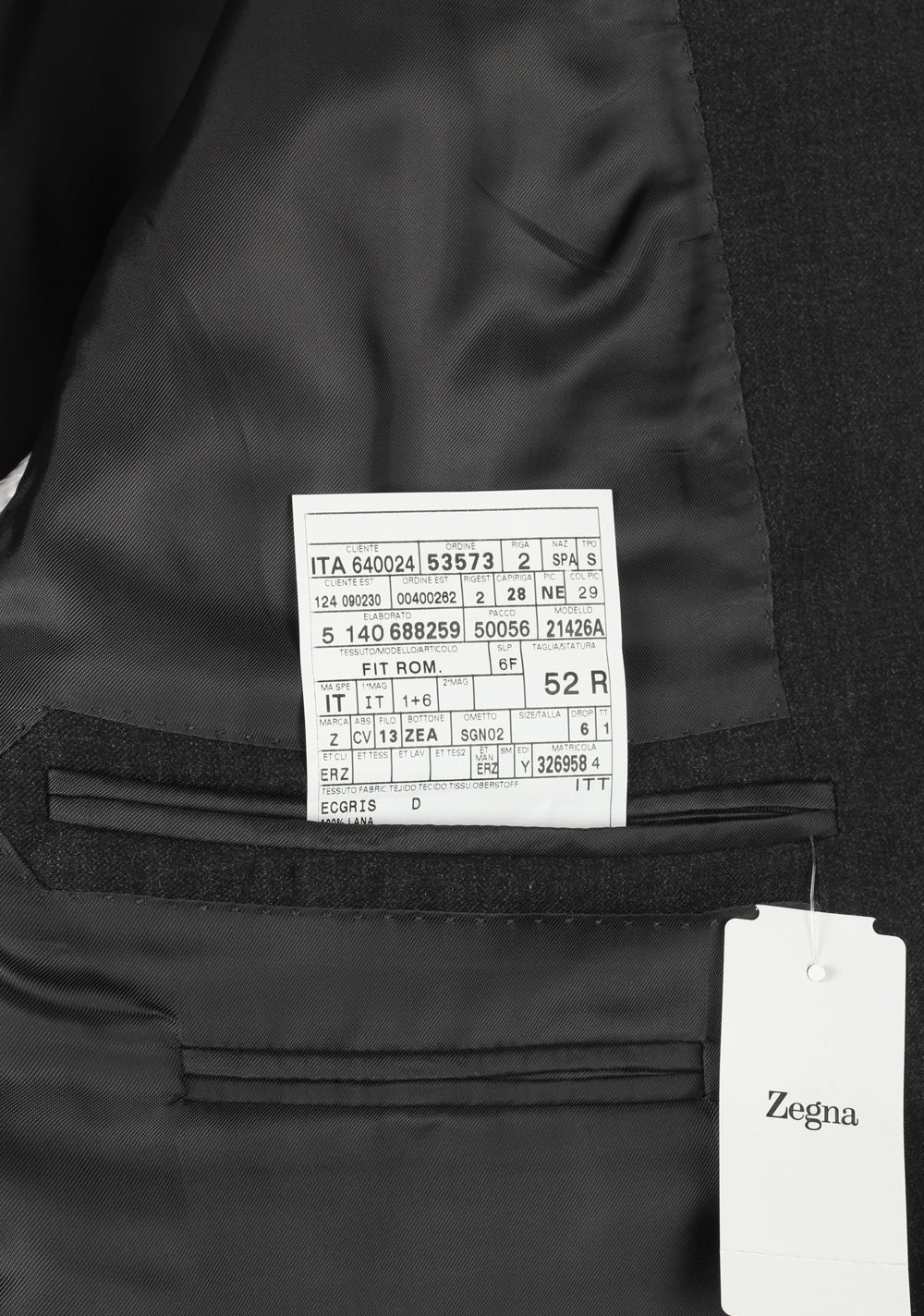 Zegna Gray Fit Rom Wool Suit Size 52 / 42R U.S.