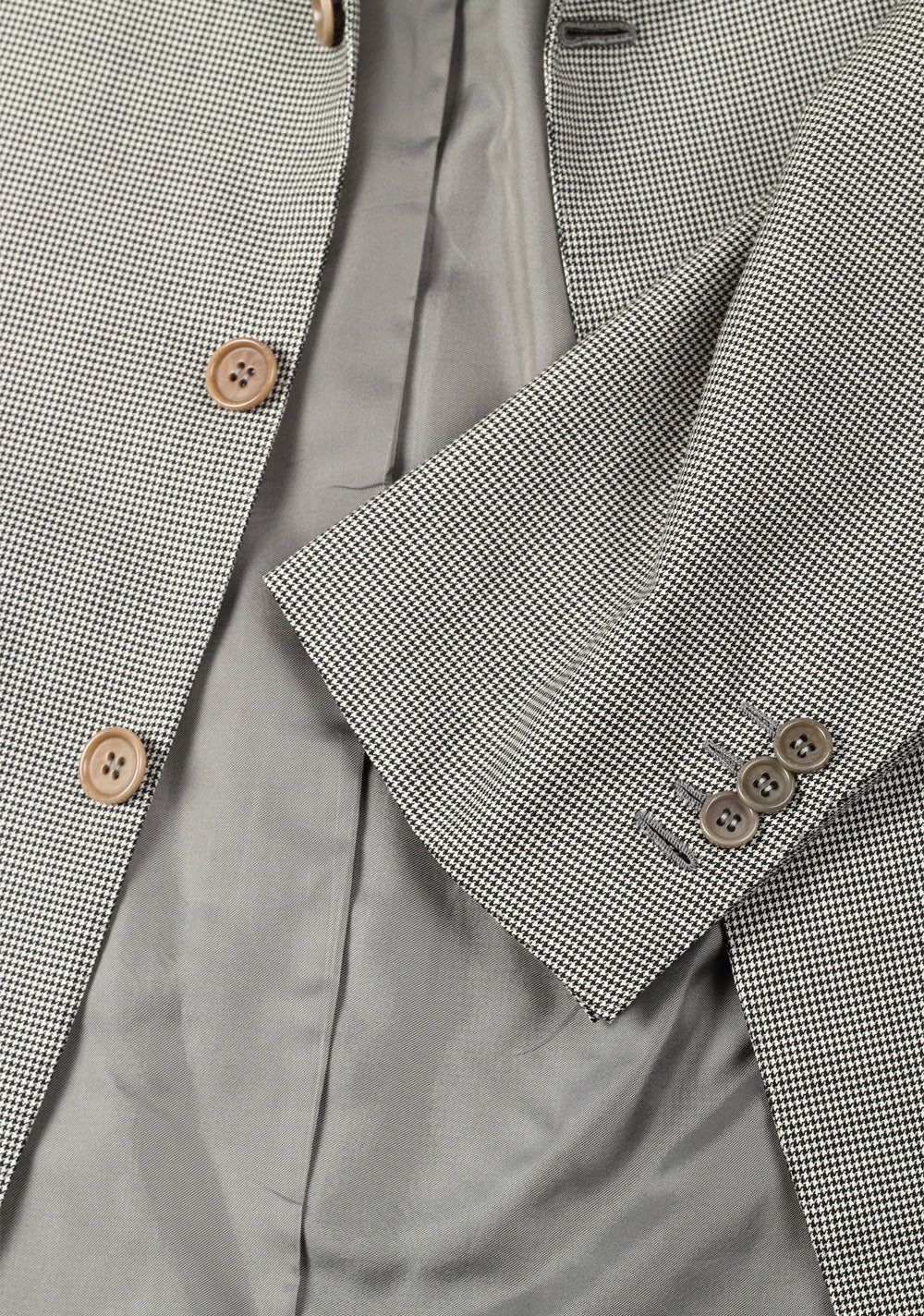 Kiton Gray Houndstooth Diamante Blue Suit Size 50 / 40R U.S. In Wool