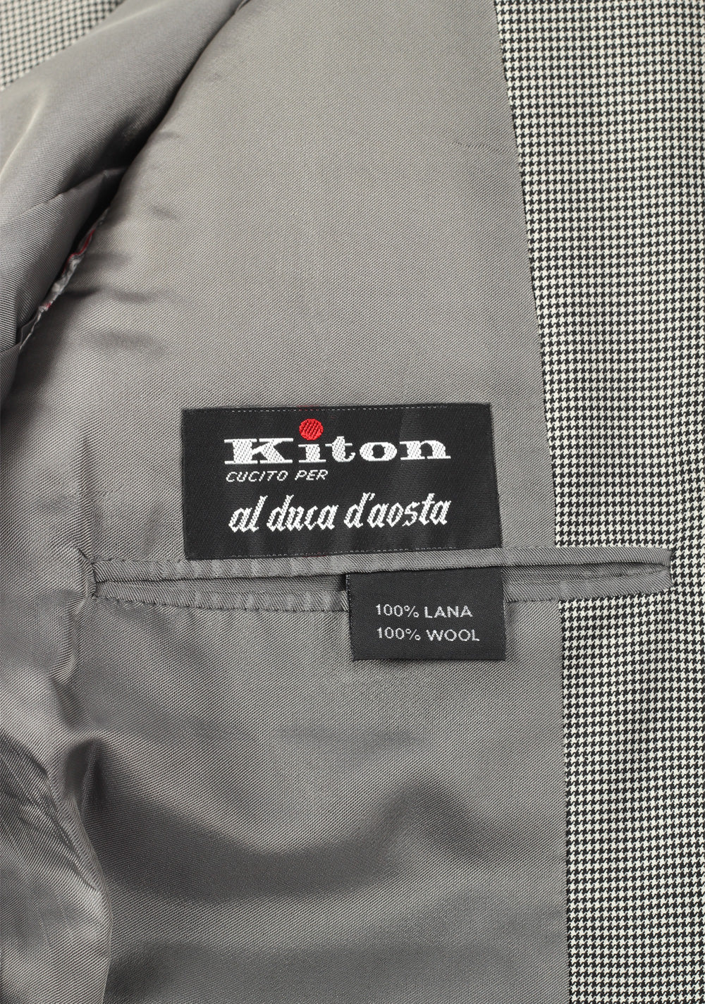 Kiton Gray Houndstooth Diamante Blue Suit Size 50 / 40R U.S. In Wool