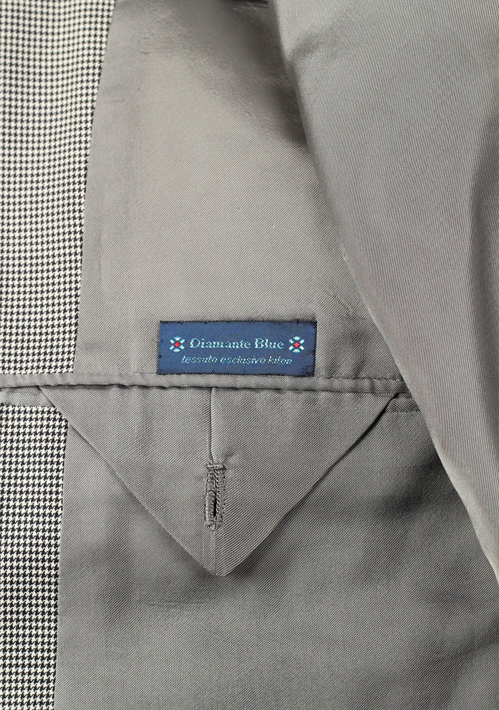 Kiton Gray Houndstooth Diamante Blue Suit Size 50 / 40R U.S. In Wool