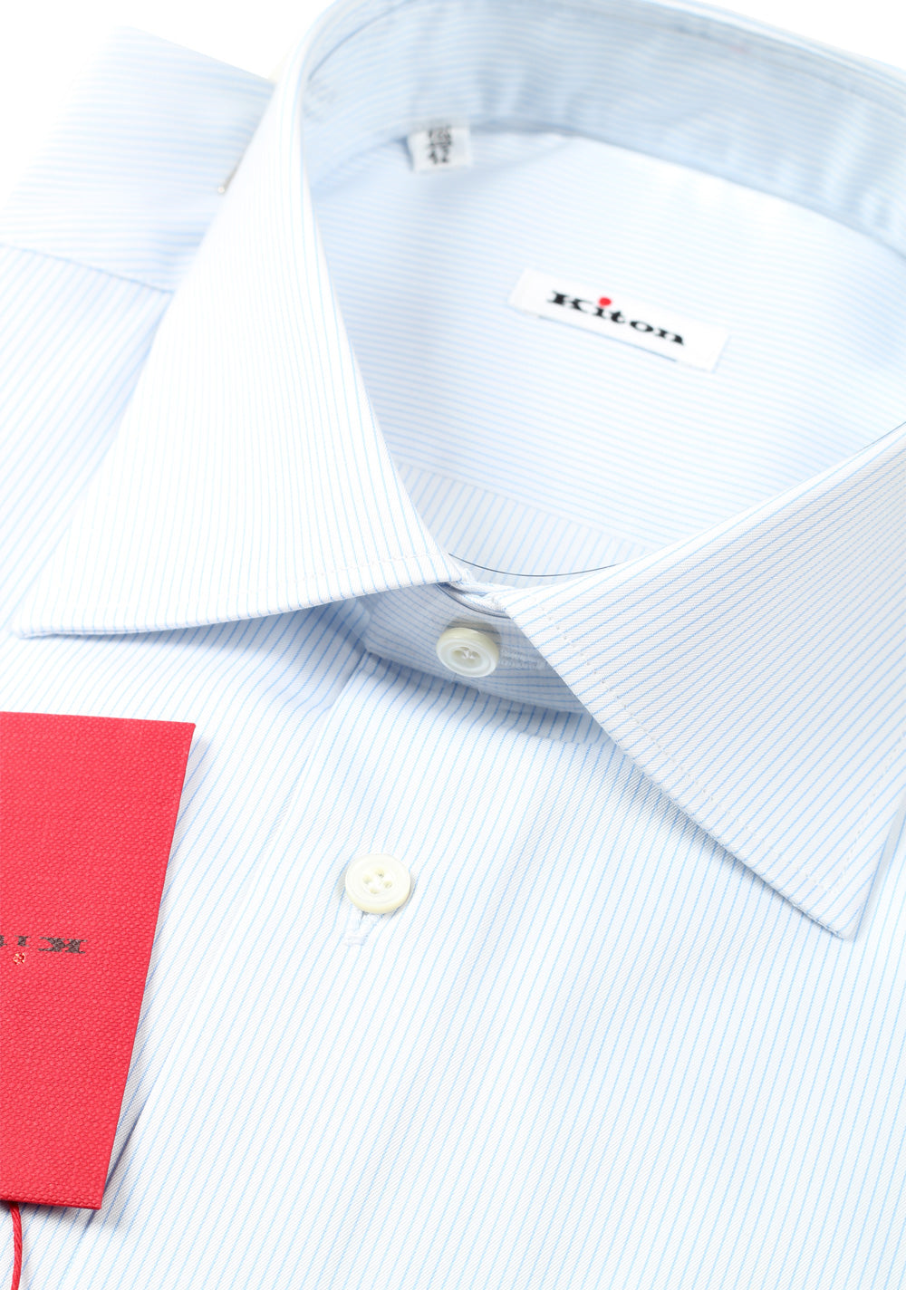 Kiton Light Blue White Striped Dress Shirt