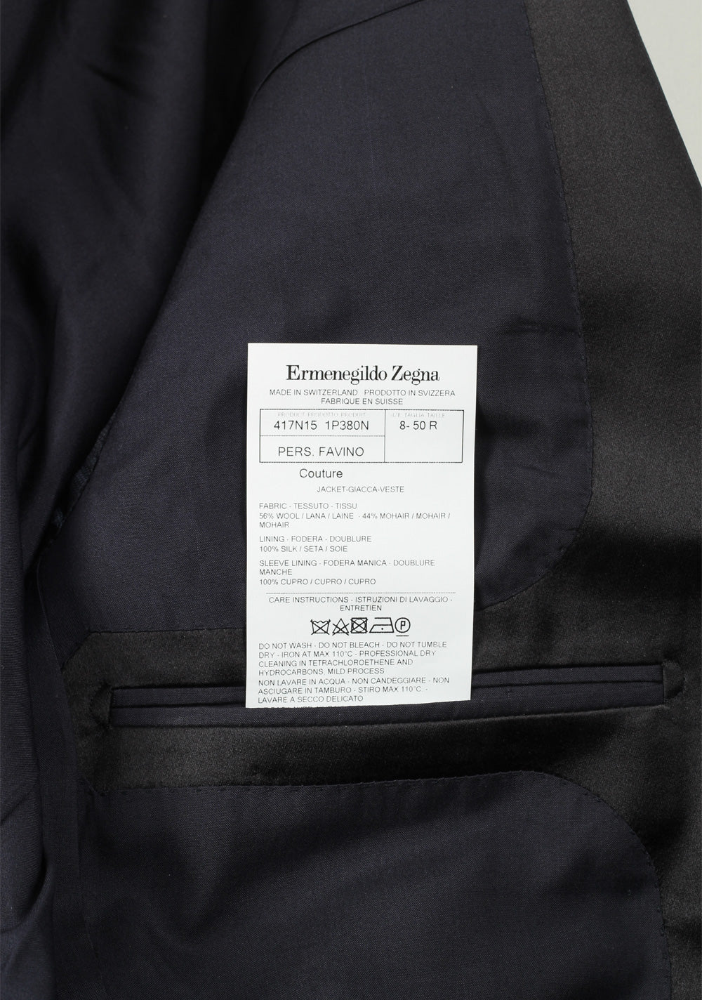 ZEGNA Couture Blue Tuxedo Dinner Jacket Size 50 / 40R U.S.