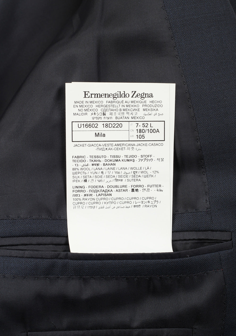 ZEGNA Mila Blue Sport Coat Size 52L / 42L U.S. In Silk Blend