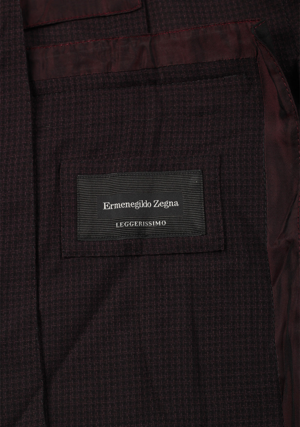 ZEGNA Zero Weight Burgundy Leggerissimo Checked Sport Coat Size 48 / 38R U.S. In Silk Blend