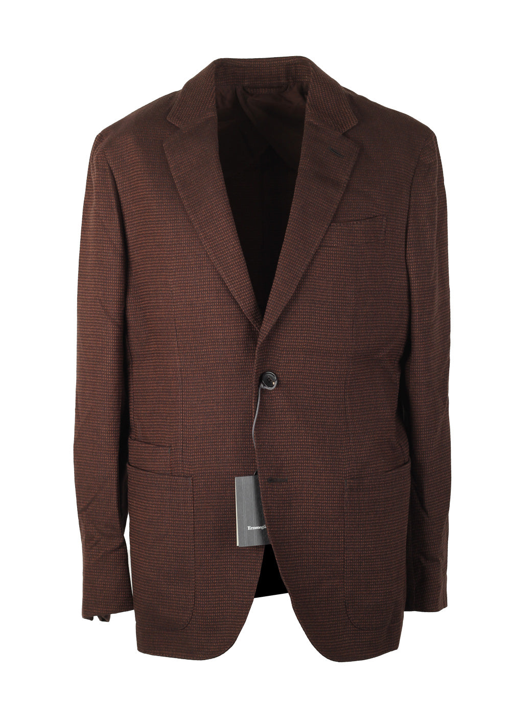 ZEGNA Silk Checked Brown Sport Coat Size 48 / 38R U.S.