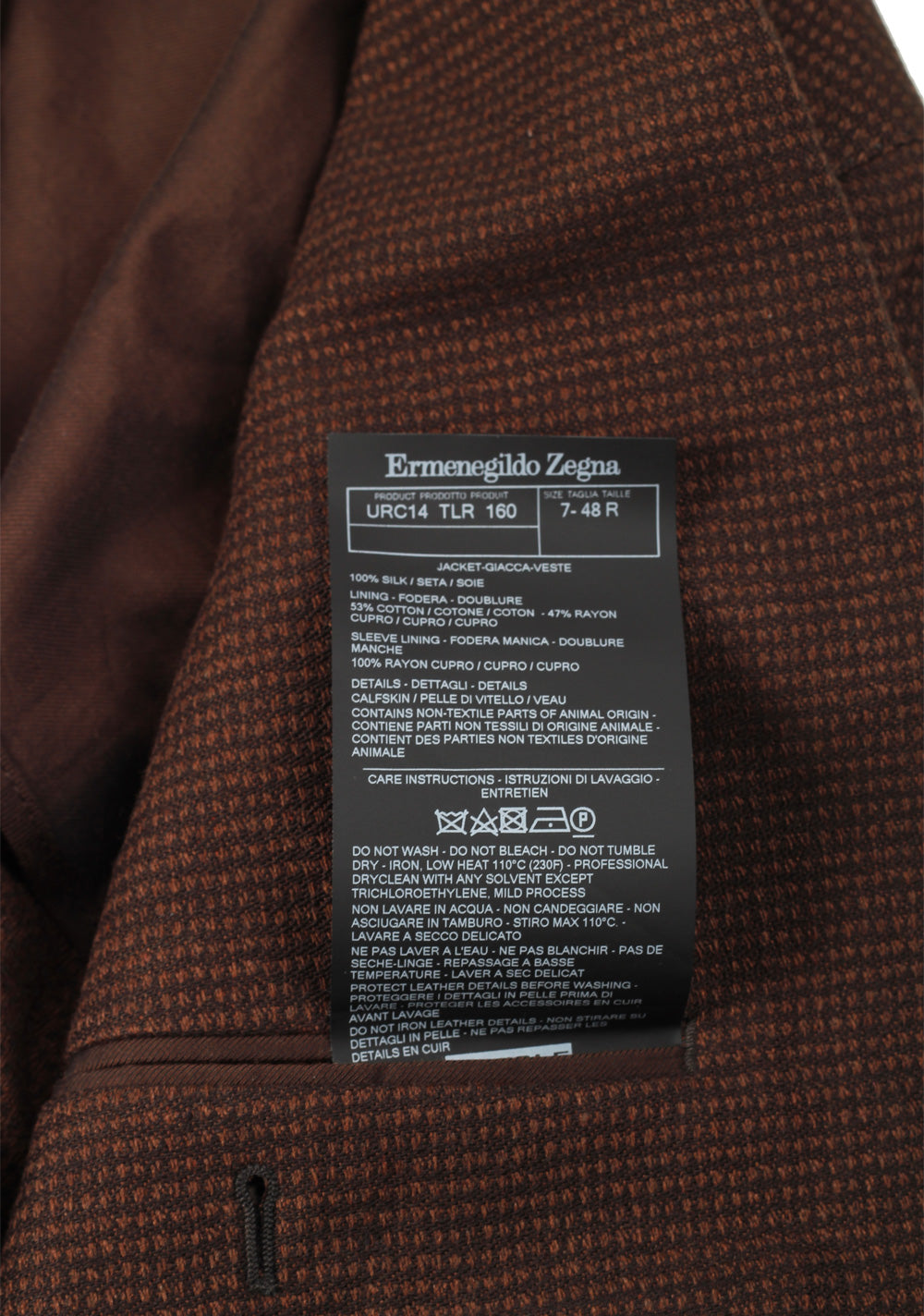 ZEGNA Silk Checked Brown Sport Coat Size 48 / 38R U.S.