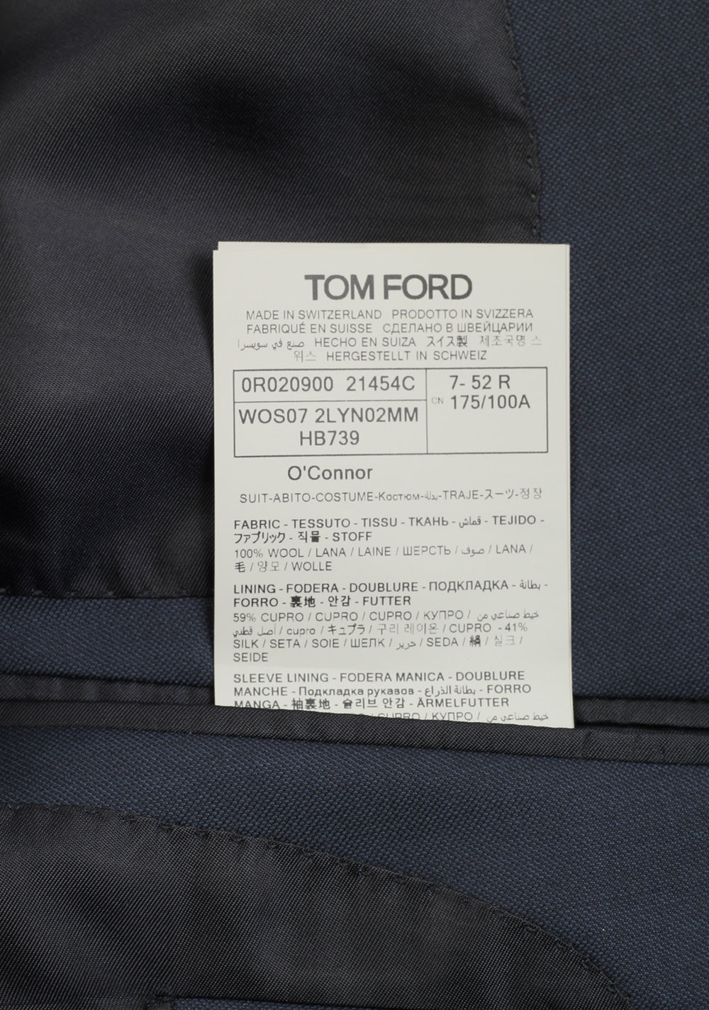 TOM FORD O'Connor James Bond 25 Blue Suit Size 52 / 42R U.S. In Wool Fit Y