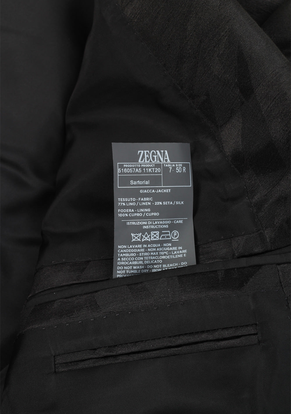 ZEGNA Sartorial Black Tuxedo Dinner Jacket Size 50 / 40R U.S.
