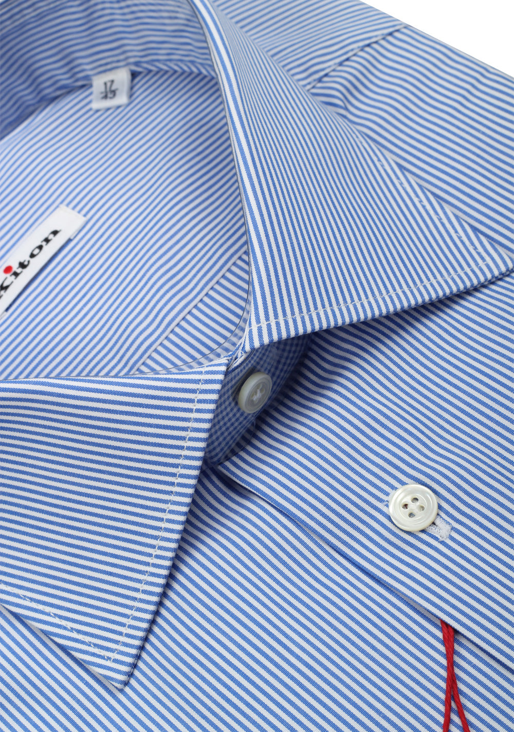 Kiton Striped Blue White Dress Shirt