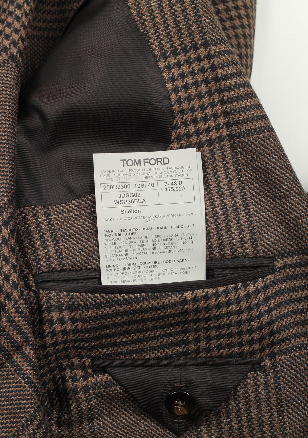 TOM FORD Shelton Brown Sport Coat Size 48 / 38R U.S. In Wool Blend
